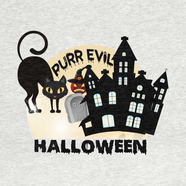 Purr Evil Halloween tee design birthday gift graphic by TeeSeller07